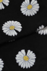 Black and ivory daisy print socks