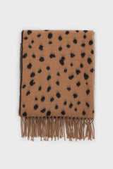Camel and black leopard intarsia scarf