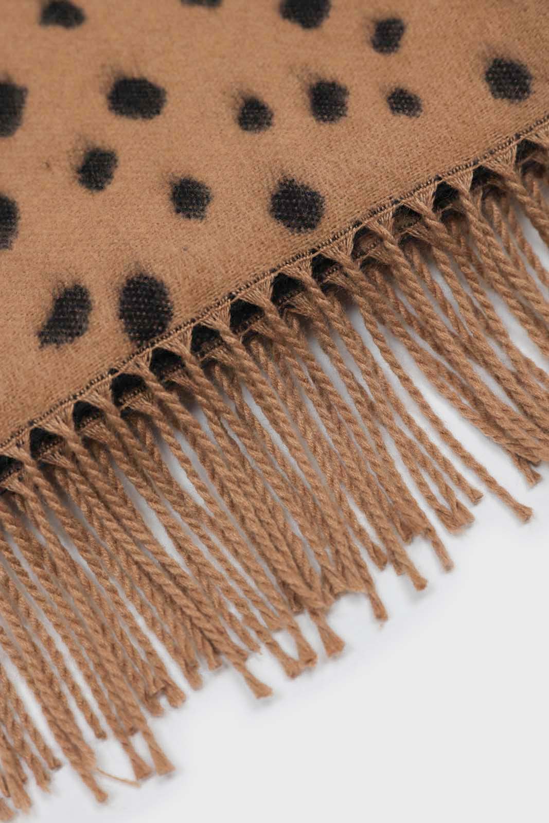 Camel and black leopard intarsia scarf