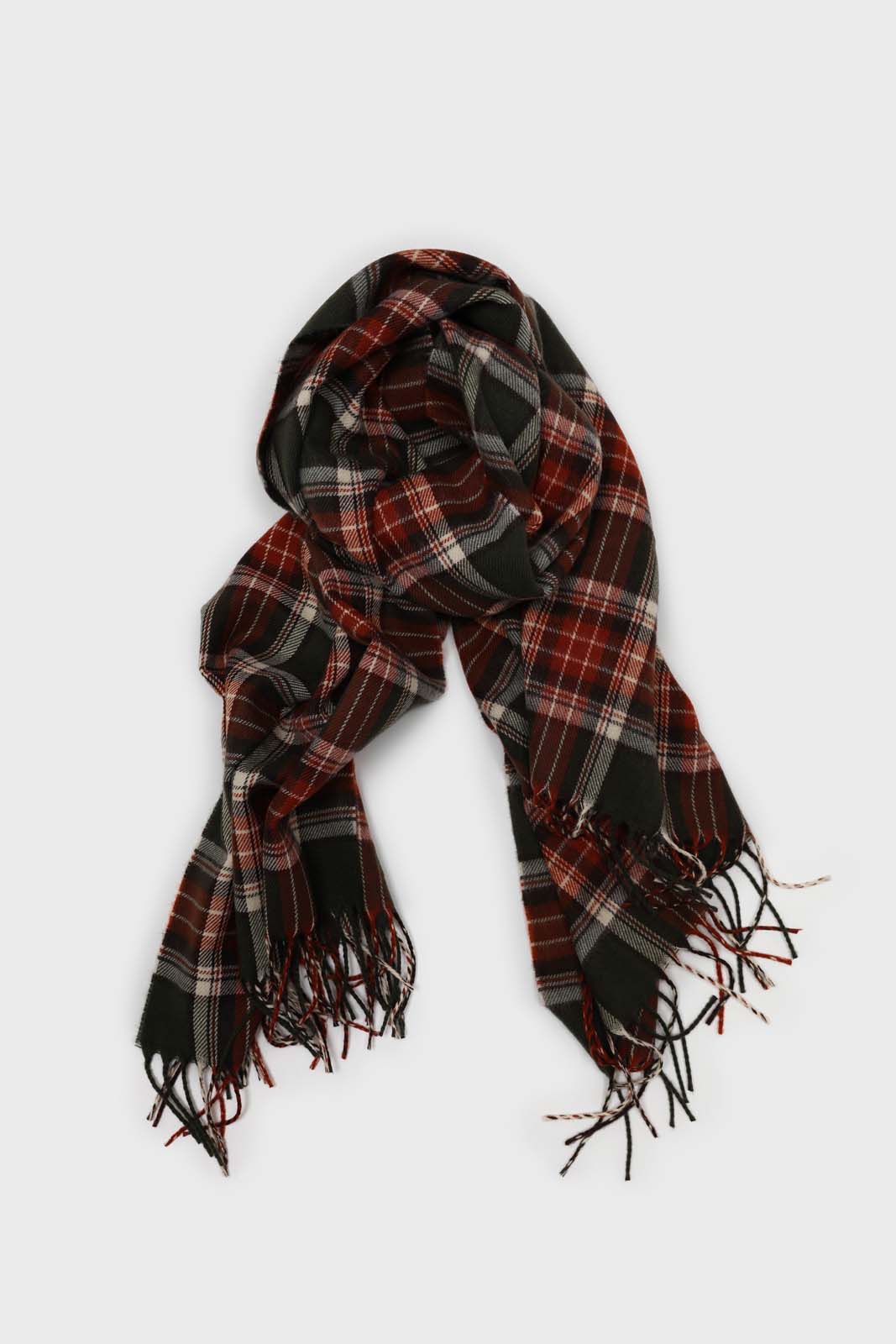Khaki and orange classic plaid scarf