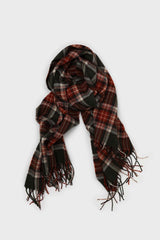 Khaki and orange classic plaid scarf