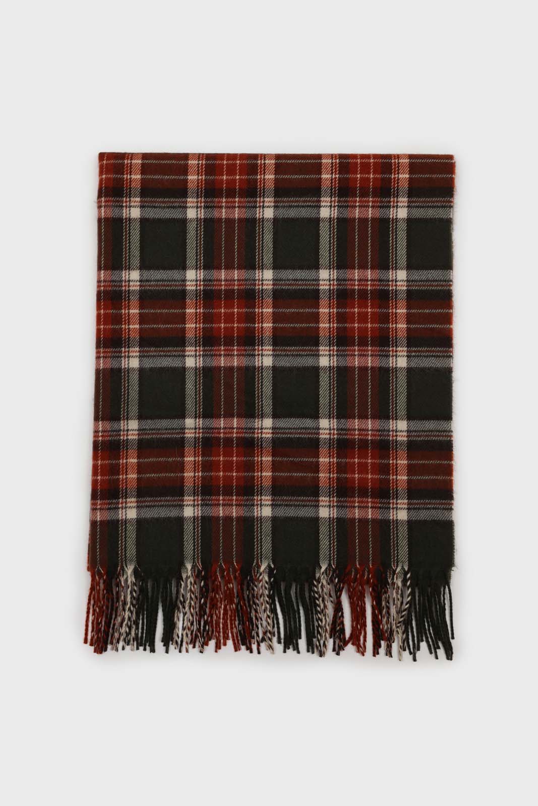 Khaki and orange classic plaid scarf