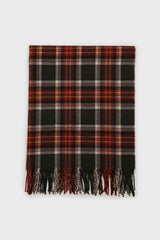 Khaki and orange classic plaid scarf