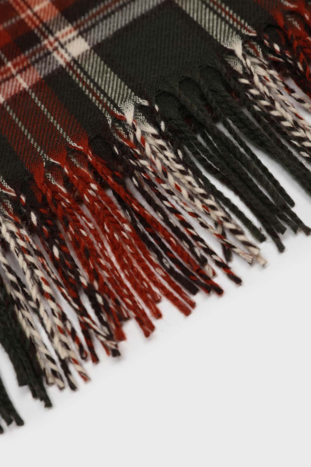 Khaki and orange classic plaid scarf