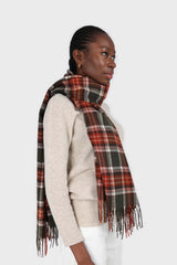 Khaki and orange classic plaid scarf