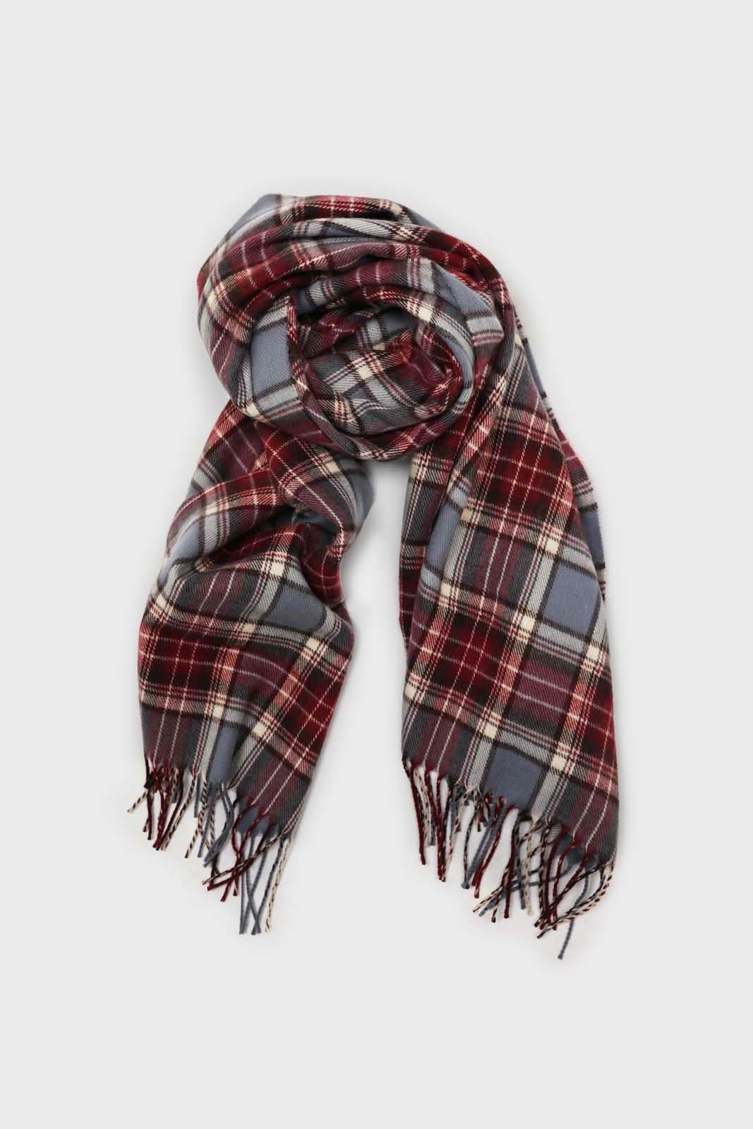 Blue and burgundy classic plaid scarf