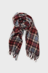 Blue and burgundy classic plaid scarf