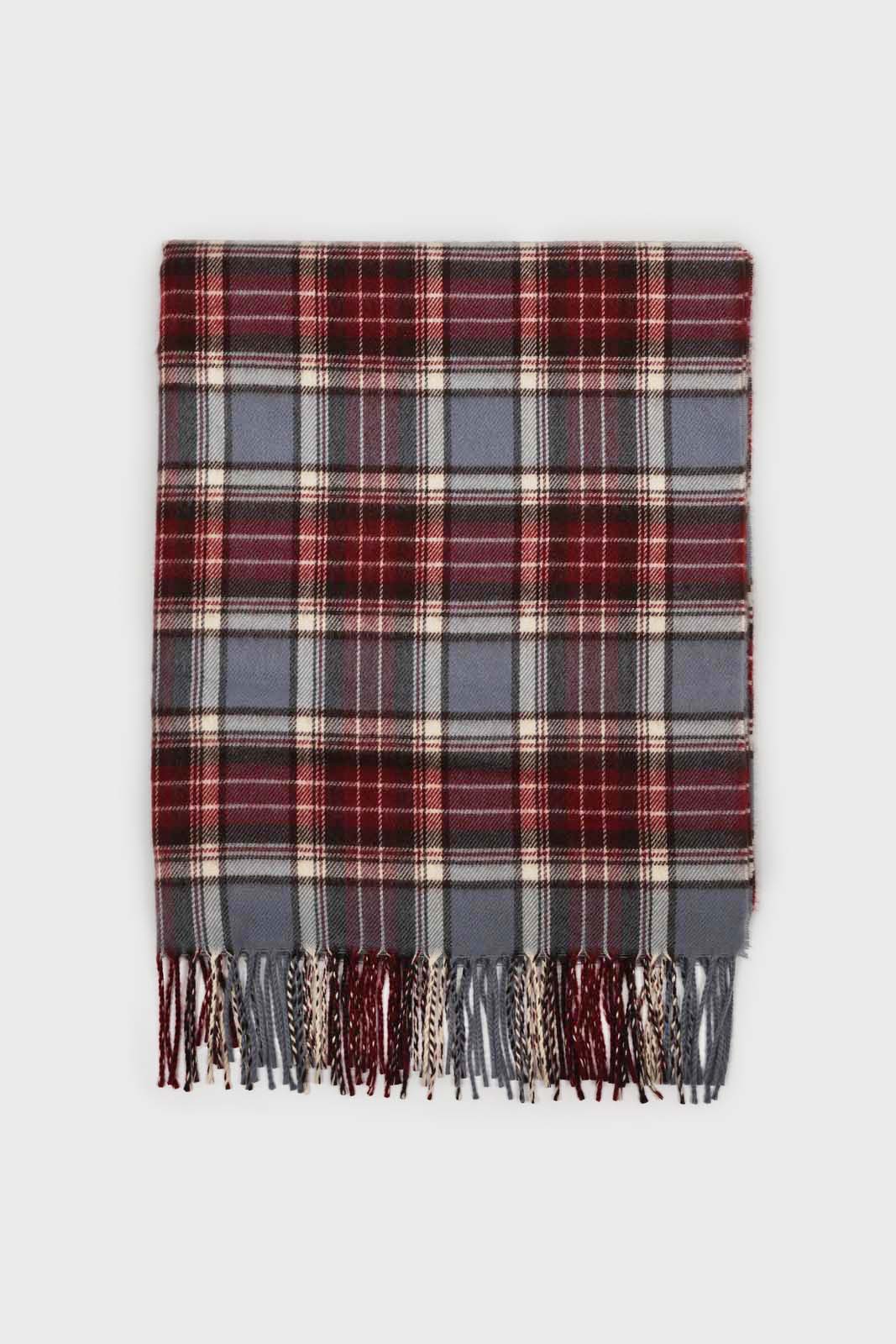 Blue and burgundy classic plaid scarf