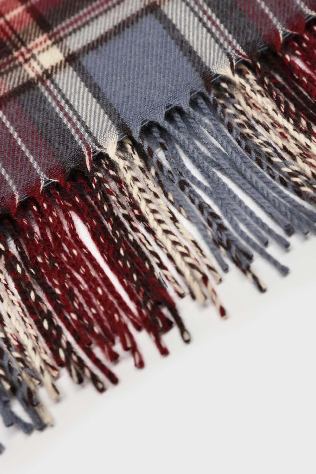 Blue and burgundy classic plaid scarf