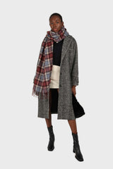 Blue and burgundy classic plaid scarf