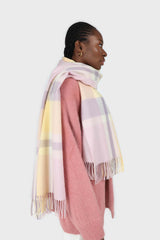 Lilac and pale yellow pastel checked scarf