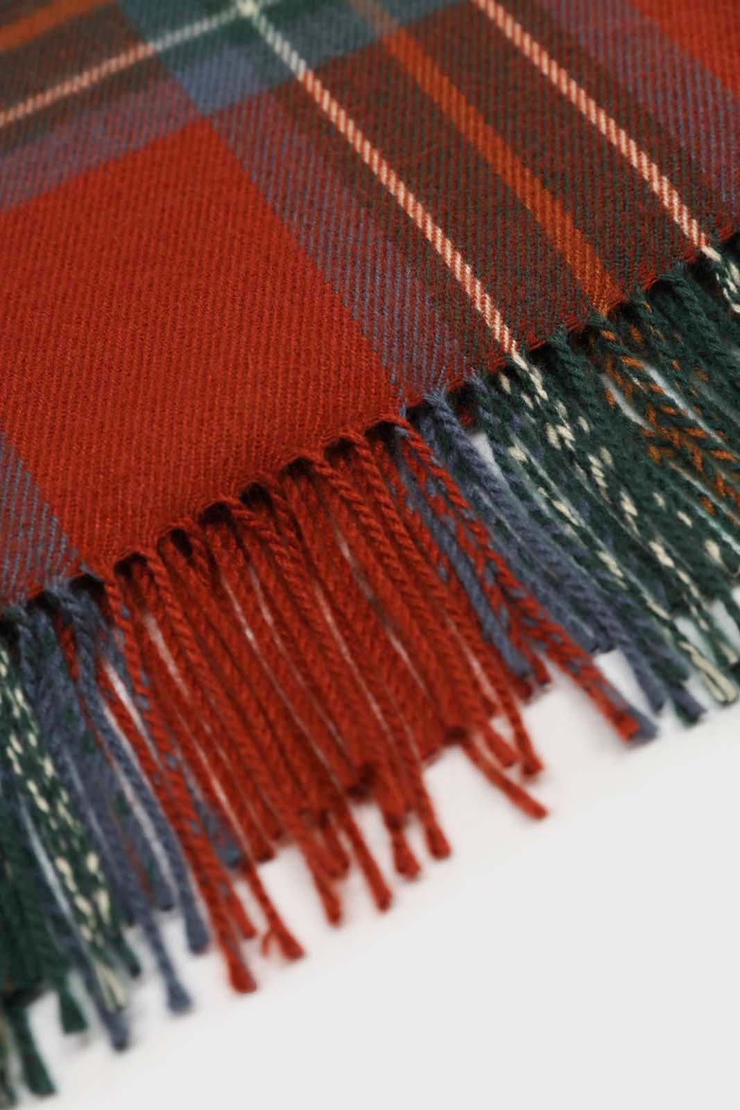 Deep orange bold plaid scarf