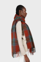 Deep orange bold plaid scarf