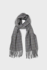 Pale grey and white smart checked scarf