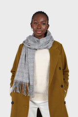 Pale grey and white smart checked scarf
