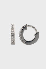 Silver simple pave huggie earrings - 5.5mm