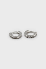 Silver simple pave huggie earrings - 5.5mm