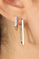Silver perfect rectangle earrings