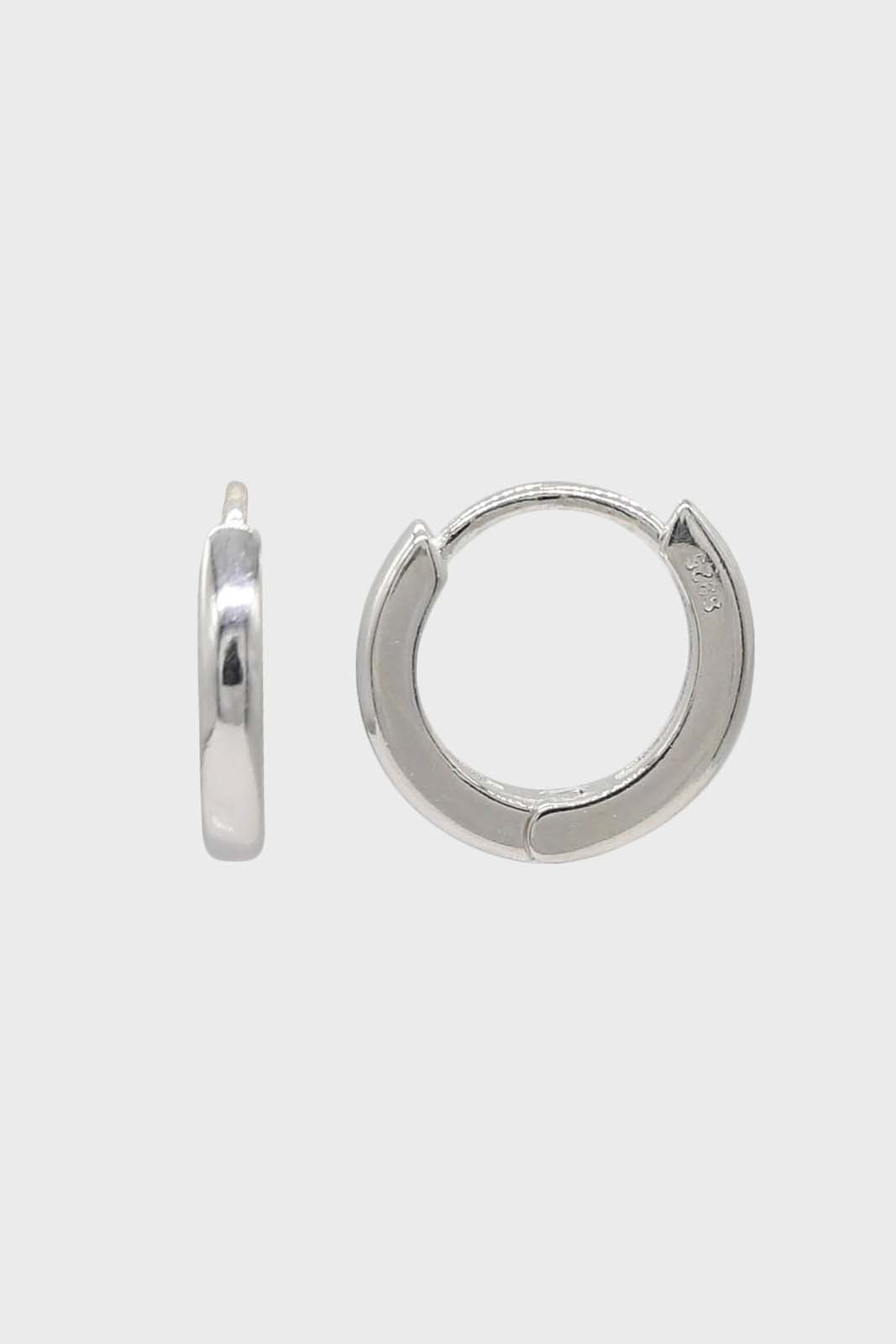 Silver simple hoop huggie earrings - 9mm