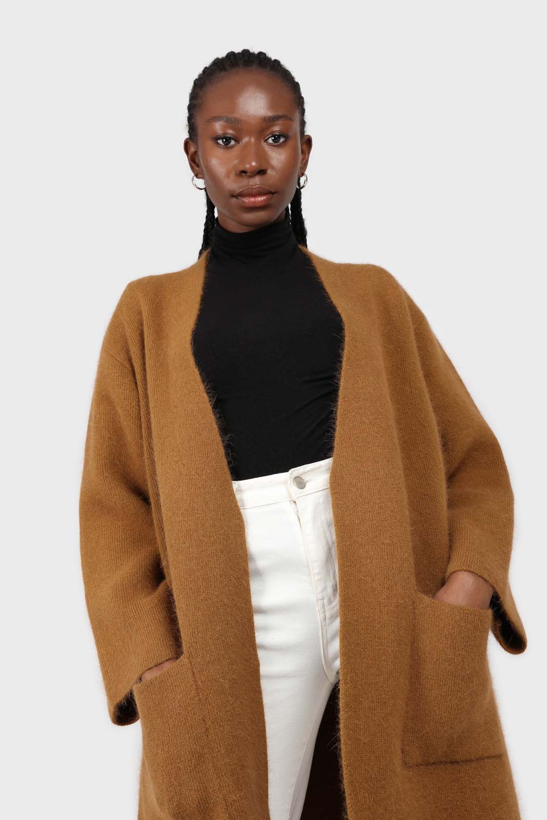 Camel thick angora sweater coat
