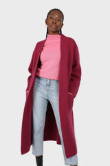 Beet red thick angora sweater coat