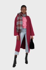 Beet red thick angora sweater coat