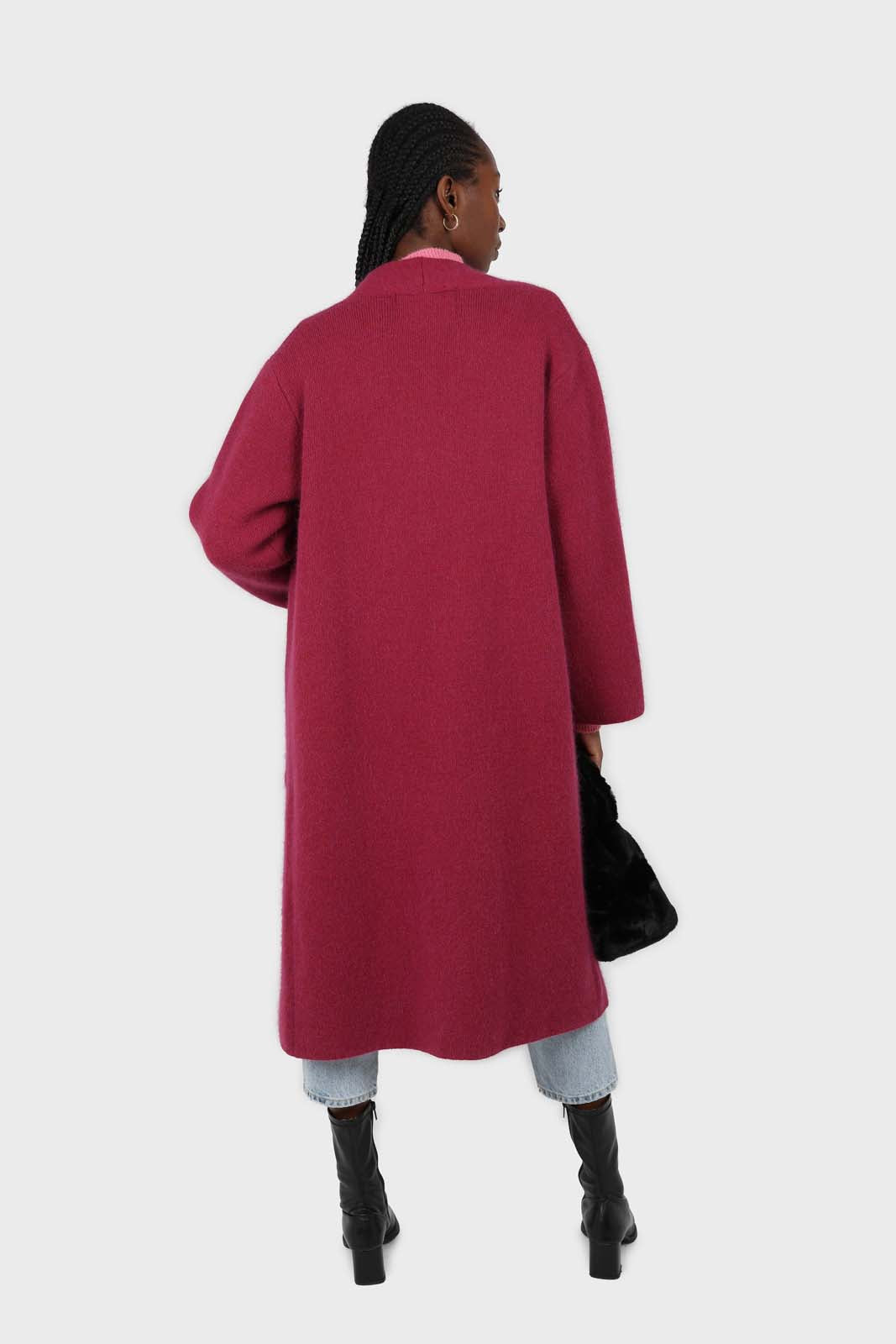 Beet red thick angora sweater coat