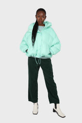 Mint green hooded thick puffer jacket