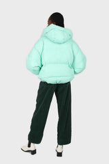 Mint green hooded thick puffer jacket