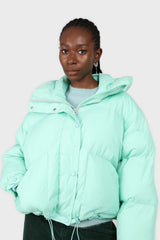 Mint green hooded thick puffer jacket