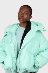 Mint green hooded thick puffer jacket