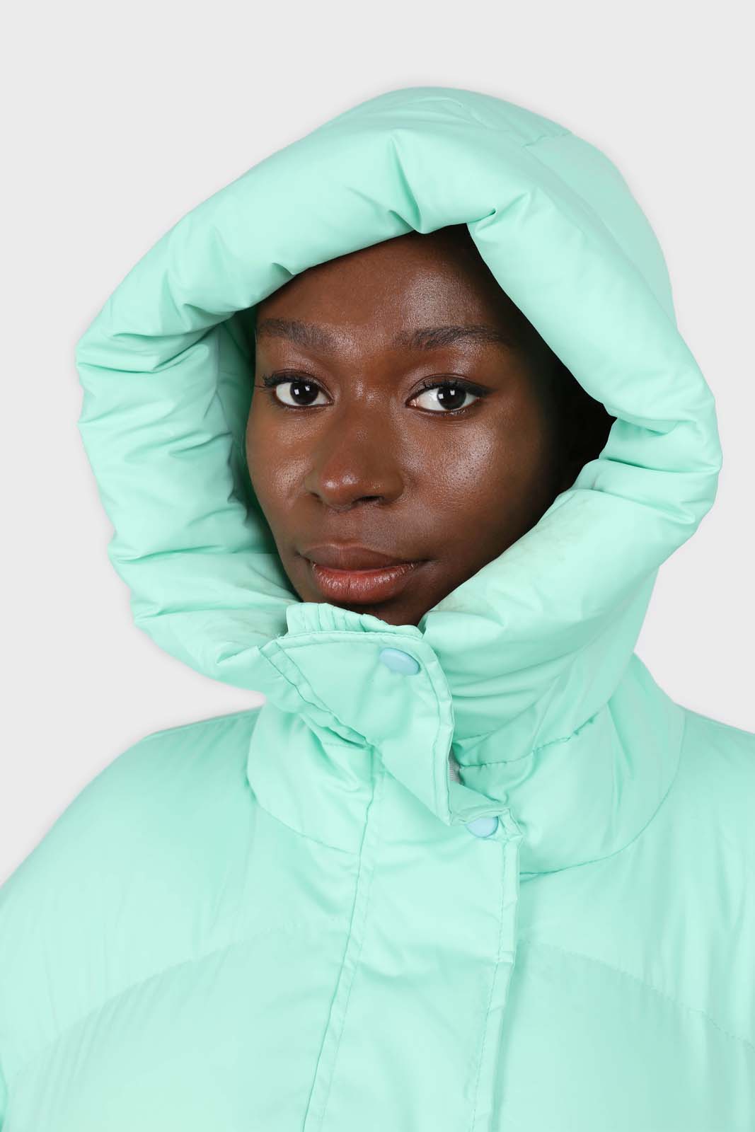 Mint green hooded thick puffer jacket