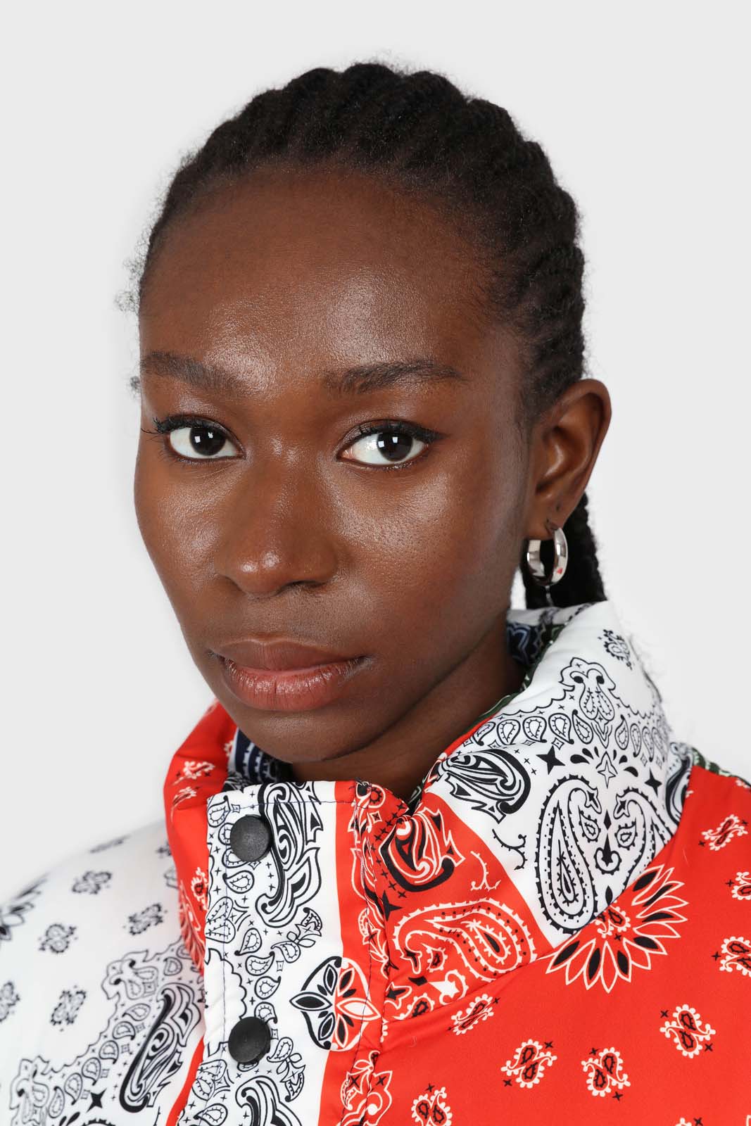 Multicolor paisley patchwork puffer jacket