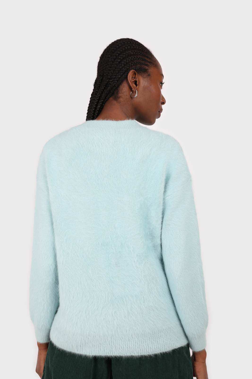 Mint angora furry crew neck jumper