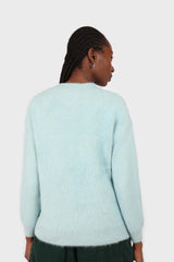 Mint angora furry crew neck jumper