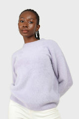 Lilac angora furry crew neck jumper