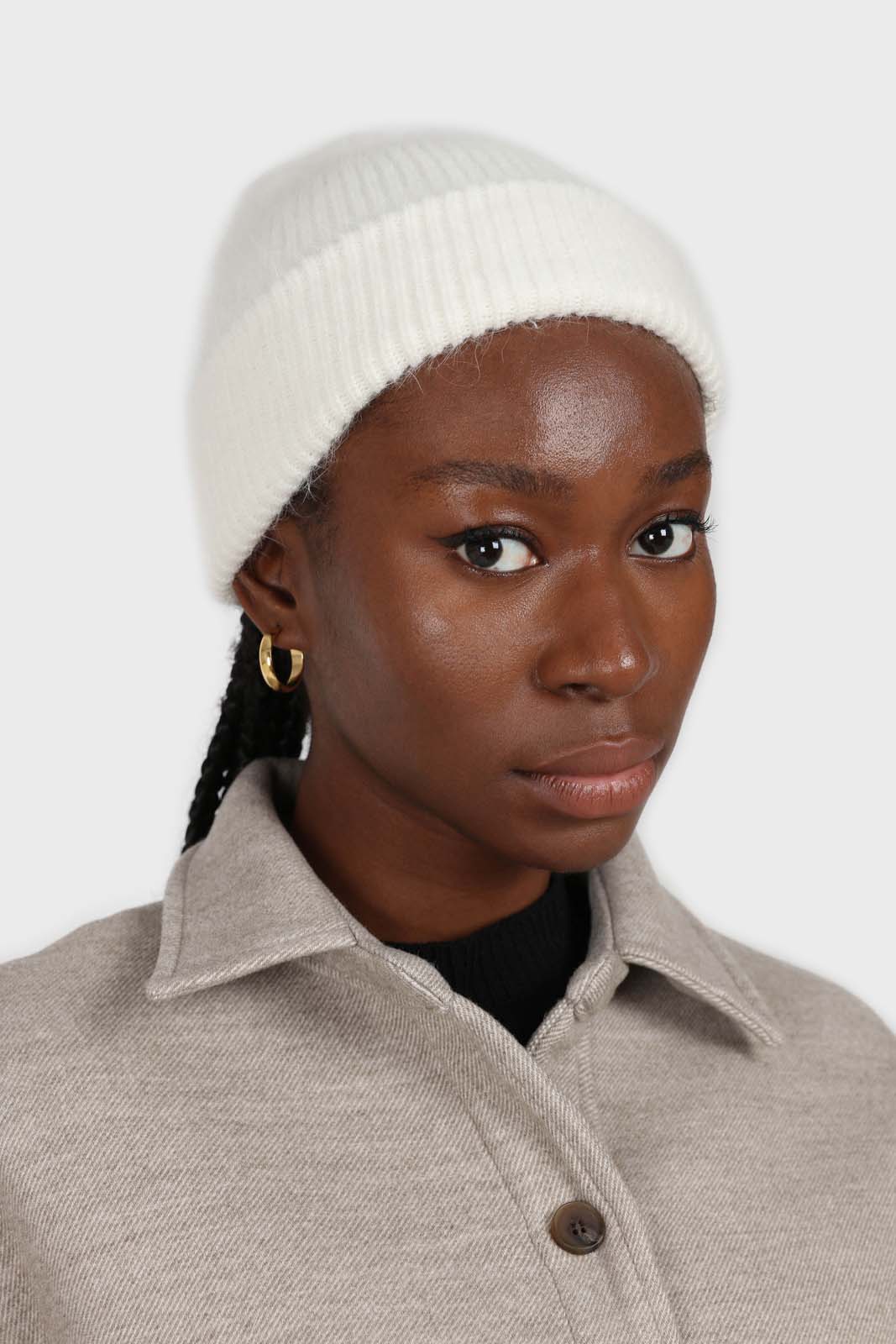 Beige wool blend oversized shirt jacket
