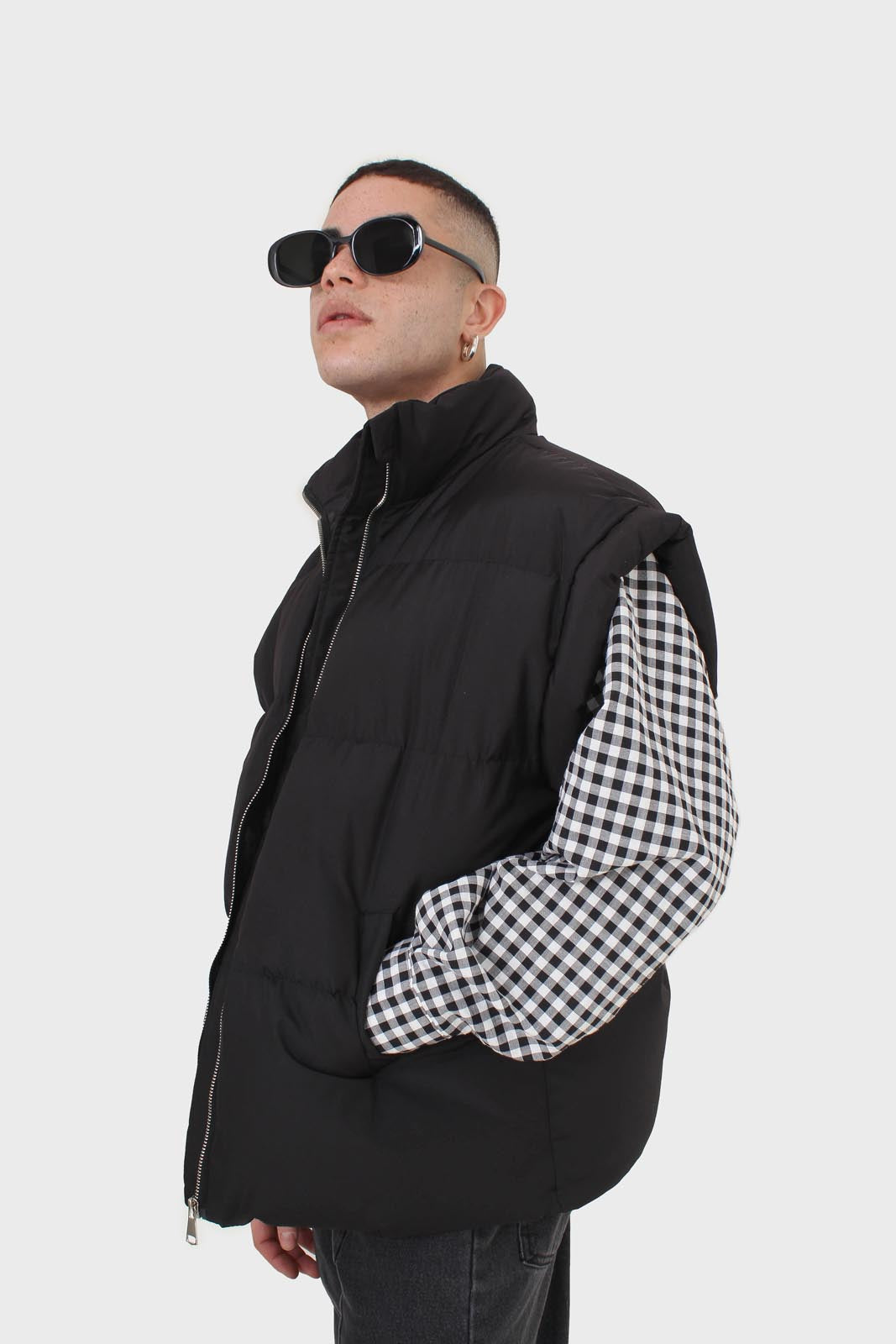 Black quilted zip up gilet