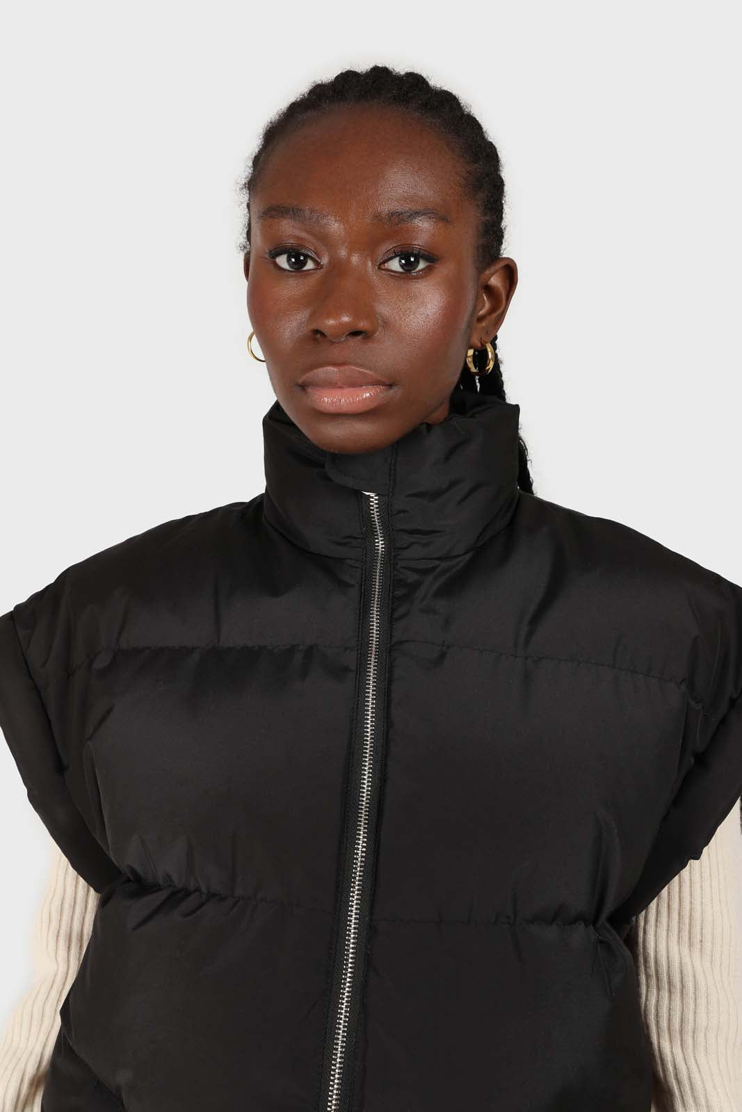 Black quilted zip up gilet