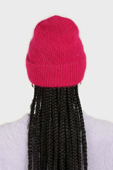 Bright purple mohair beanie hat