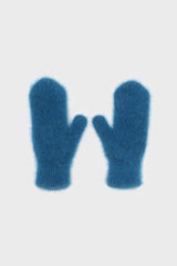 Bright mid blue mohair mittens