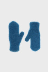 Bright mid blue mohair mittens