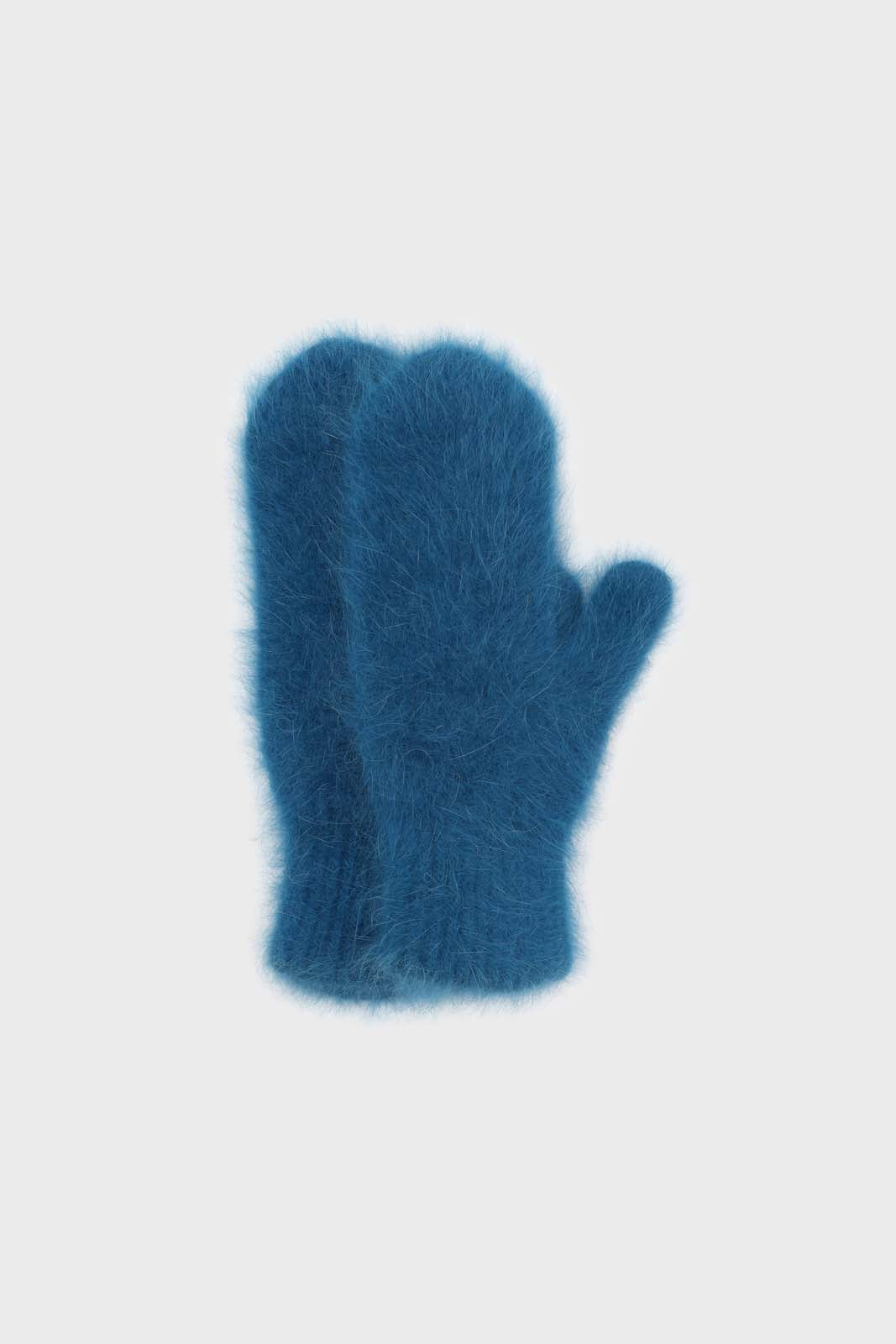 Bright mid blue mohair mittens