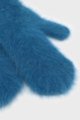Bright mid blue mohair mittens