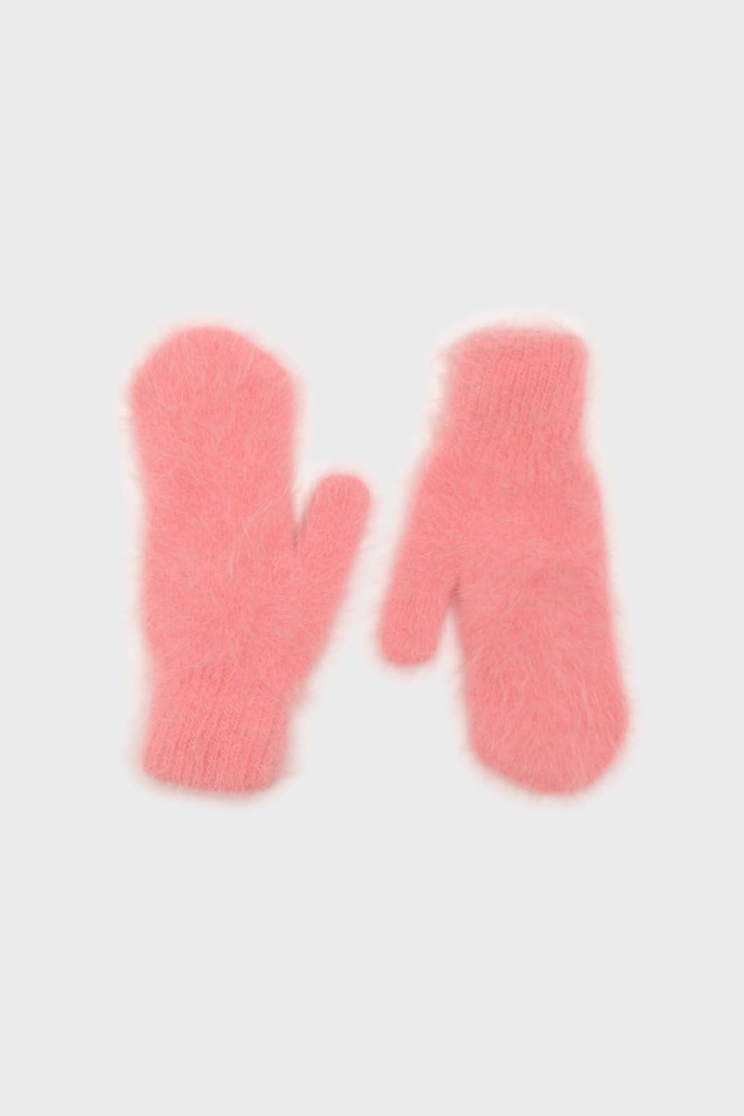 Pink mohair mittens