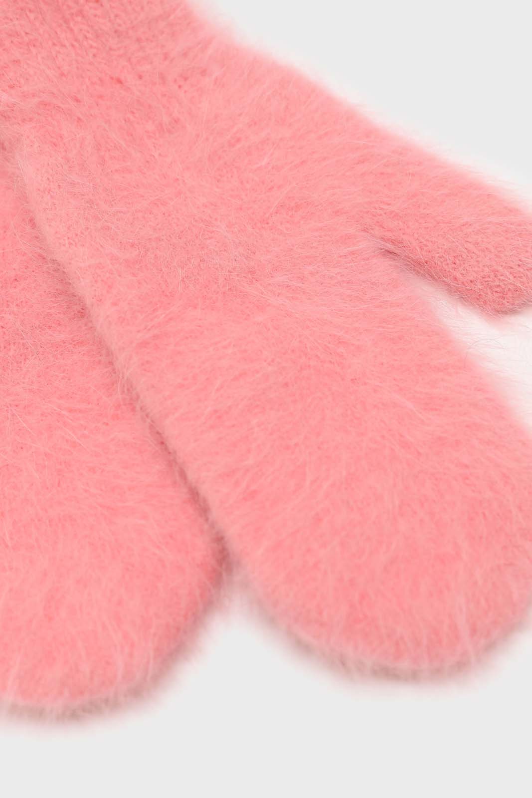 Pink mohair mittens
