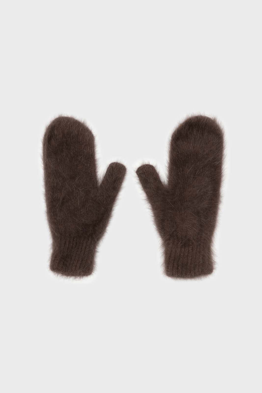 Brown mohair mittens