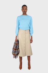 Aqua blue balloon sleeve angora jumper