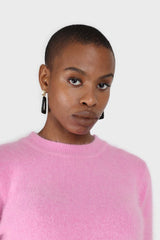 Bright pink balloon sleeve angora jumper