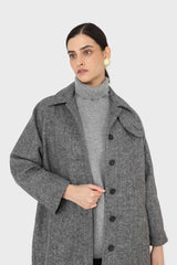 Charcoal ribbed angora wide fit turtleneck jumper